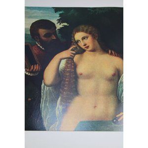 Titian Print Allegory Vintage Nude Woman 88851